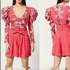 Isabel Marant Flink Suspender Red Shorts